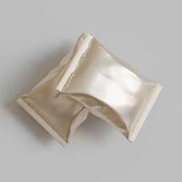 Realistic snack for chips potato and etc. glossy and foil texture on gray background rendering 3D illustration photo