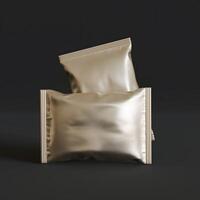 Realistic snack for chips potato and etc. glossy and foil texture on black background rendering 3D illustration photo
