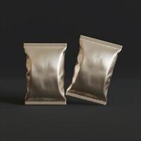 Realistic snack for chips potato and etc. glossy and foil texture on black background rendering 3D illustration photo