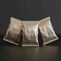 Realistic snack for chips potato and etc. glossy and foil texture on black background rendering 3D illustration photo