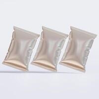 Realistic chips packaging with glossy texture, foil material on white background photo