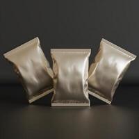 Realistic snack for chips potato and etc. glossy and foil texture on black background rendering 3D illustration photo