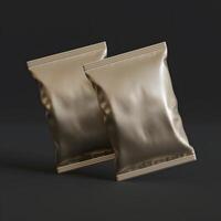 Realistic snack for chips potato and etc. glossy and foil texture on black background rendering 3D illustration photo