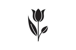 Modern Minimalistic tulip silhouette isolated black color in white background, Tulip , Tulip silhouette. Isoleted art work vector
