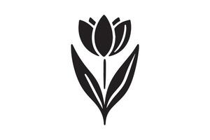 Modern Minimalistic tulip silhouette isolated black color in white background, Tulip , Tulip silhouette. Isoleted art work vector