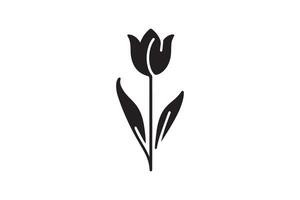 Modern Minimalistic tulip silhouette isolated black color in white background, Tulip , Tulip silhouette. Isoleted art work vector