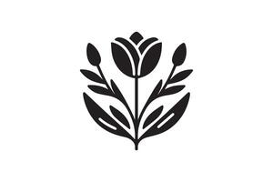 Modern Minimalistic tulip silhouette isolated black color in white background, Tulip , Tulip silhouette. Isoleted art work vector