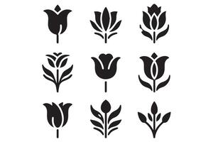 Modern Minimalistic tulip silhouette isolated black color in white background, Tulip , Tulip silhouette. Isoleted art work vector