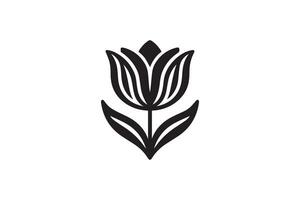 Modern Minimalistic tulip silhouette isolated black color in white background, Tulip , Tulip silhouette. Isoleted art work vector