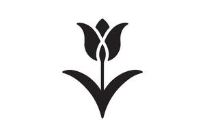 Modern Minimalistic tulip silhouette isolated black color in white background, Tulip , Tulip silhouette. Isoleted art work vector