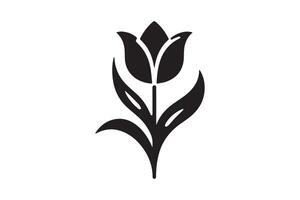 Modern Minimalistic tulip silhouette isolated black color in white background, Tulip , Tulip silhouette. Isoleted art work vector