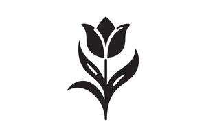 Modern Minimalistic tulip silhouette isolated black color in white background, Tulip , Tulip silhouette. Isoleted art work vector