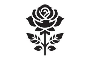 Simple Rose silhouette isolated black color in white background, Rose flower, Rose , Rose Ornaments vector