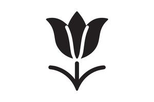 Modern Minimalistic tulip silhouette isolated black color in white background, Tulip , Tulip silhouette. Isoleted art work vector