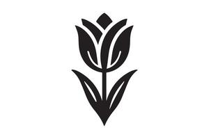 Modern Minimalistic tulip silhouette isolated black color in white background, Tulip , Tulip silhouette. Isoleted art work vector