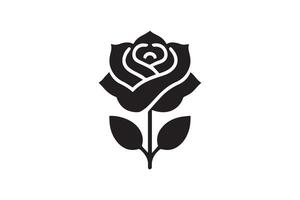 Simple Rose silhouette isolated black color in white background, Rose flower, Rose , Rose Ornaments vector