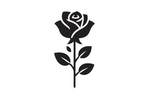 Simple Rose silhouette isolated black color in white background, Rose flower, Rose , Rose Ornaments vector