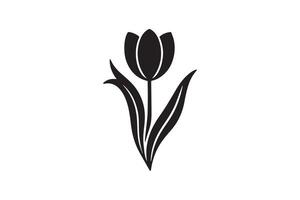 Modern Minimalistic tulip silhouette isolated black color in white background, Tulip , Tulip silhouette. Isoleted art work vector