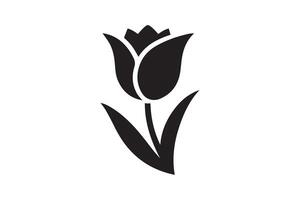Modern Minimalistic tulip silhouette isolated black color in white background, Tulip , Tulip silhouette. Isoleted art work vector