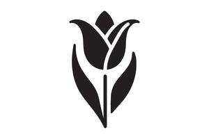 Modern Minimalistic tulip silhouette isolated black color in white background, Tulip , Tulip silhouette. Isoleted art work vector