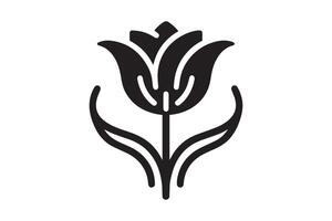 Modern Minimalistic tulip silhouette isolated black color in white background, Tulip , Tulip silhouette. Isoleted art work vector