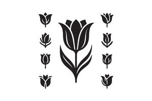 Modern Minimalistic tulip silhouette isolated black color in white background, Tulip , Tulip silhouette. Isoleted art work vector