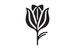 Modern Minimalistic tulip silhouette isolated black color in white background, Tulip , Tulip silhouette. Isoleted art work vector