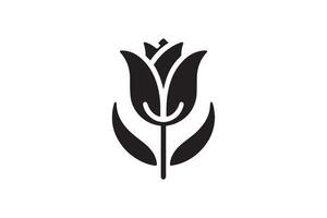 Modern Minimalistic tulip silhouette isolated black color in white background, Tulip , Tulip silhouette. Isoleted art work vector