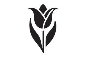 Modern Minimalistic tulip silhouette isolated black color in white background, Tulip , Tulip silhouette. Isoleted art work vector