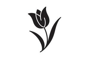 Modern Minimalistic tulip silhouette isolated black color in white background, Tulip , Tulip silhouette. Isoleted art work vector