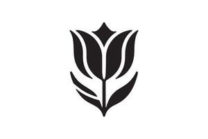 Modern Minimalistic tulip silhouette isolated black color in white background, Tulip , Tulip silhouette. Isoleted art work vector