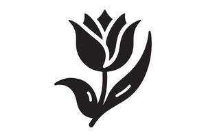 Modern Minimalistic tulip silhouette isolated black color in white background, Tulip , Tulip silhouette. Isoleted art work vector