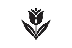 Modern Minimalistic tulip silhouette isolated black color in white background, Tulip , Tulip silhouette. Isoleted art work vector