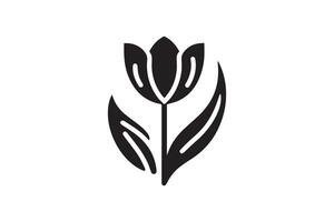 Modern Minimalistic tulip silhouette isolated black color in white background, Tulip , Tulip silhouette. Isoleted art work vector