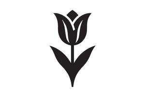 Modern Minimalistic tulip silhouette isolated black color in white background, Tulip , Tulip silhouette. Isoleted art work vector