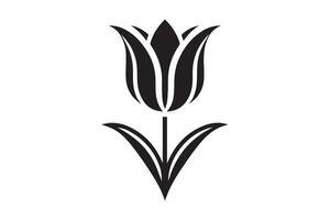 Modern Minimalistic tulip silhouette isolated black color in white background, Tulip , Tulip silhouette. Isoleted art work vector
