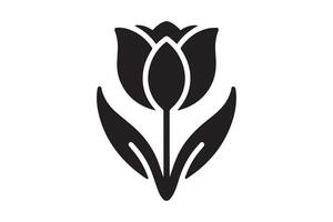 Modern Minimalistic tulip silhouette isolated black color in white background, Tulip , Tulip silhouette. Isoleted art work vector