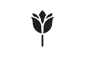 Modern Minimalistic tulip silhouette isolated black color in white background, Tulip , Tulip silhouette. Isoleted art work vector