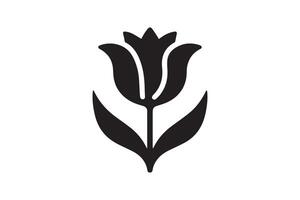 Modern Minimalistic tulip silhouette isolated black color in white background, Tulip , Tulip silhouette. Isoleted art work vector