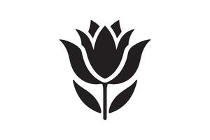 Modern Minimalistic tulip silhouette isolated black color in white background, Tulip , Tulip silhouette. Isoleted art work vector