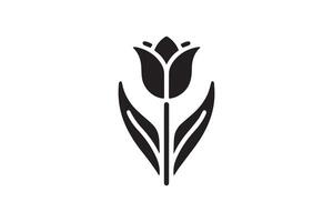 Modern Minimalistic tulip silhouette isolated black color in white background, Tulip , Tulip silhouette. Isoleted art work vector