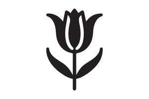 Modern Minimalistic tulip silhouette isolated black color in white background, Tulip , Tulip silhouette. Isoleted art work vector