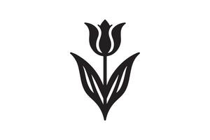 Modern Minimalistic tulip silhouette isolated black color in white background, Tulip , Tulip silhouette. Isoleted art work vector