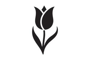 Modern Minimalistic tulip silhouette isolated black color in white background, Tulip , Tulip silhouette. Isoleted art work vector