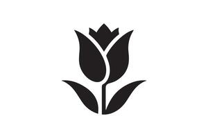 Modern Minimalistic tulip silhouette isolated black color in white background, Tulip , Tulip silhouette. Isoleted art work vector