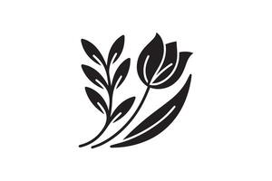 Modern Minimalistic tulip silhouette isolated black color in white background, Tulip , Tulip silhouette. Isoleted art work vector
