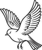 Bird continuous line drawing element isolated on white background for decorative element. illustration of animal form in trendy outline style. Bird Silhouette. Bird Line Art. vector