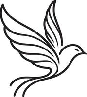Bird continuous line drawing element isolated on white background for decorative element. illustration of animal form in trendy outline style. Bird Silhouette. Bird Line Art. vector