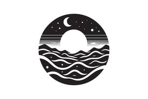 Awesome Wave of ocean silhouette black color in white background vector