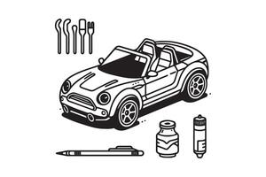 Simple and easy car coloring page for kids and Toddler. car coloring books for kids vector